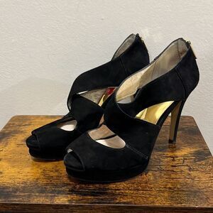 Michael Michael Kors black Elena platform suedee high heels size 9